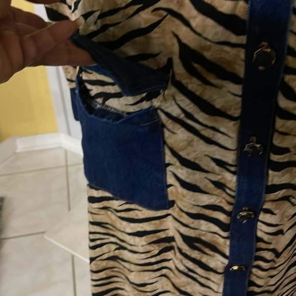 Vintage Karen T Design zebra and denim dress 1X - Picture 2 of 8